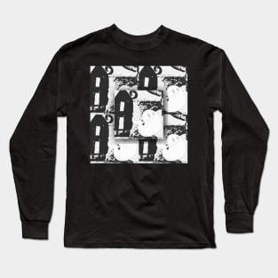 Haunted House Black and White Tile Pattern Long Sleeve T-Shirt